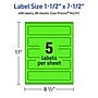 Avery Laser/Inkjet Multipurpose Rectangle Labels, 1.5" x 7.5", Neon Green, 400/Box (94231)~#|#~73CF1315-DAF5-4F4A-BE4C6D9919827517_sc7