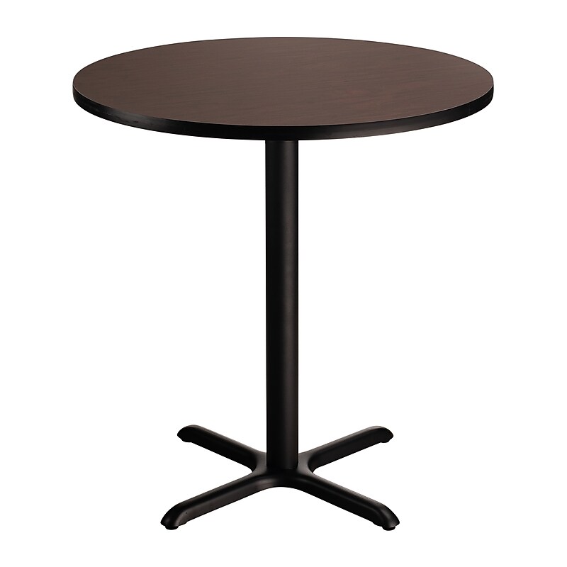 NPS CT Series 36" Round 36" Height Cafe Table, X Base, Black Frame/Mahogany Top (CT13636XCPBTMMY) image 1