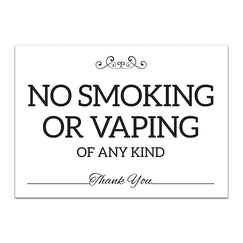 Cosco No Smoking No Vaping Indoor Spa Style Sign , 7" x 5", White/Black (098650) image 1