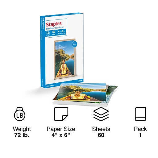 Staples Premium Glossy Photo Paper 4 W X 6 L 60 Pack 198 Cc Staples