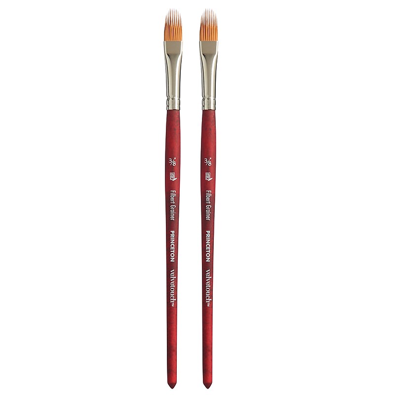 Princeton Velvetouch Mixed Media Synthetic Filbert Grainer Brush, 2/Pack (PBXP3950FG037-2) image 1