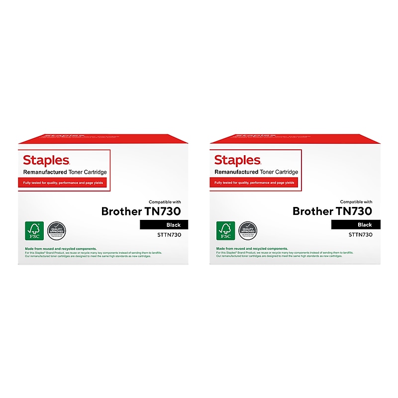 Staples Remanufactured Black Standard Yield Toner Replacement for Brother TN730, 2/Pack (STTN7302PK-VB) image 1