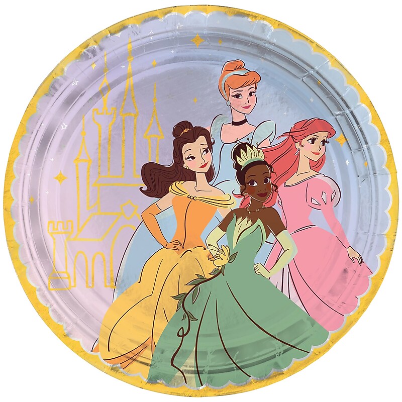 Party City Disney Princess 10" Paper Plates, Multicolored, 8 Plates/Pack (AM592357) image 1
