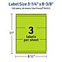 Avery Laser/Inkjet Multipurpose Rectangle Labels, 3-1/4" x 8-3/8", Bright Green, 120/Pack (94251)~#|#~7402179B-72E9-43DB-AA5FA112219D3FBD_sc7