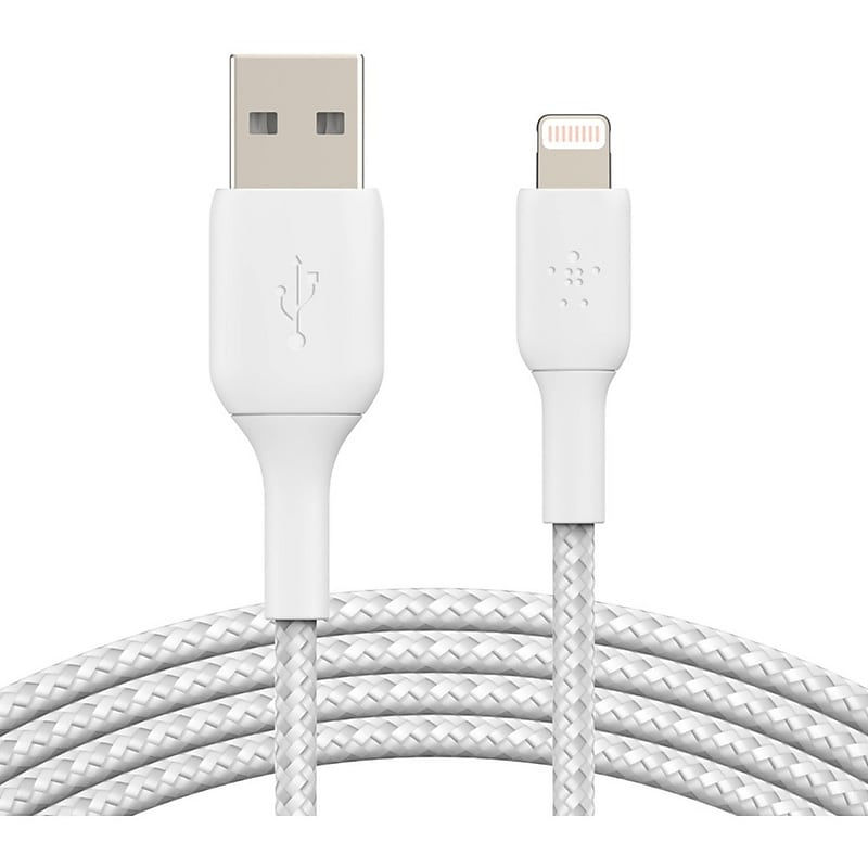 Belkin Braided 6.56 ft. Lightning to USB-A Cable, White (CAA002BT2MWH) image 1