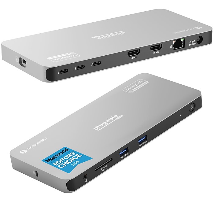 Plugable 5-in-1 Thunderbolt Universal Docking Station, Gray (TBT