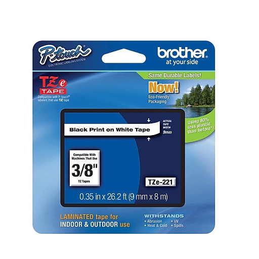 Tページ Brother Genuine P-touch TZE-221 Tape, 3/8