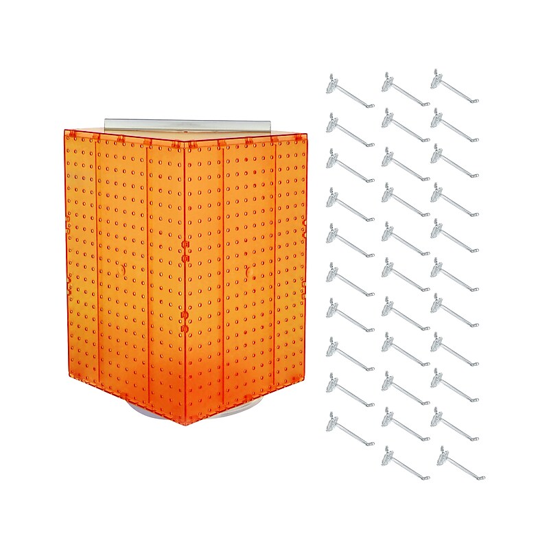 Azar 21" x 14" Pegboard 4-Sided Revolving Counter Display, Orange, Each (701414-ORG-4C32) image 1