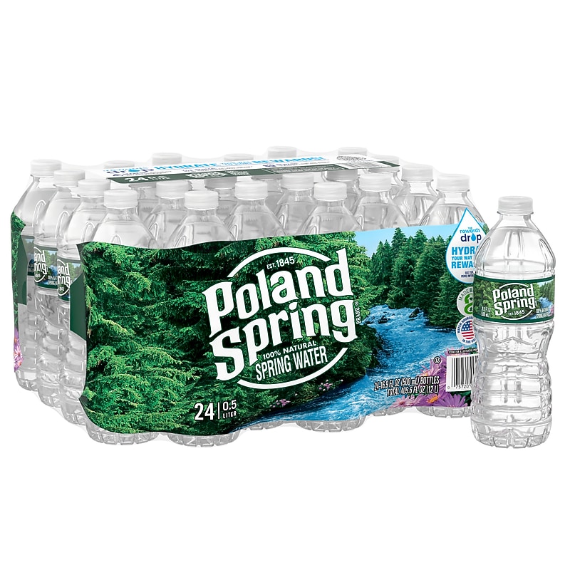 Poland Spring 100% Natural Spring Water, Regular Flavor, 16.9 oz., 24/Carton (12119419) image 1