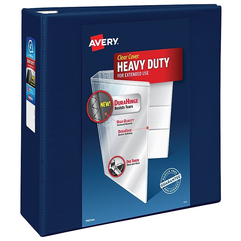 Avery Heavy Duty 4" 3-Ring View Binders, D-Ring, Navy Blue (79804) image 1