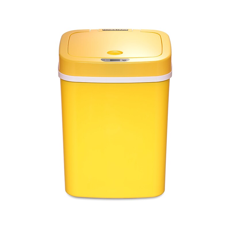 Nine Stars Plastic Sensor Trash Can, 3.2-Gallon, Yellow (DZT-12-5YL) image 1