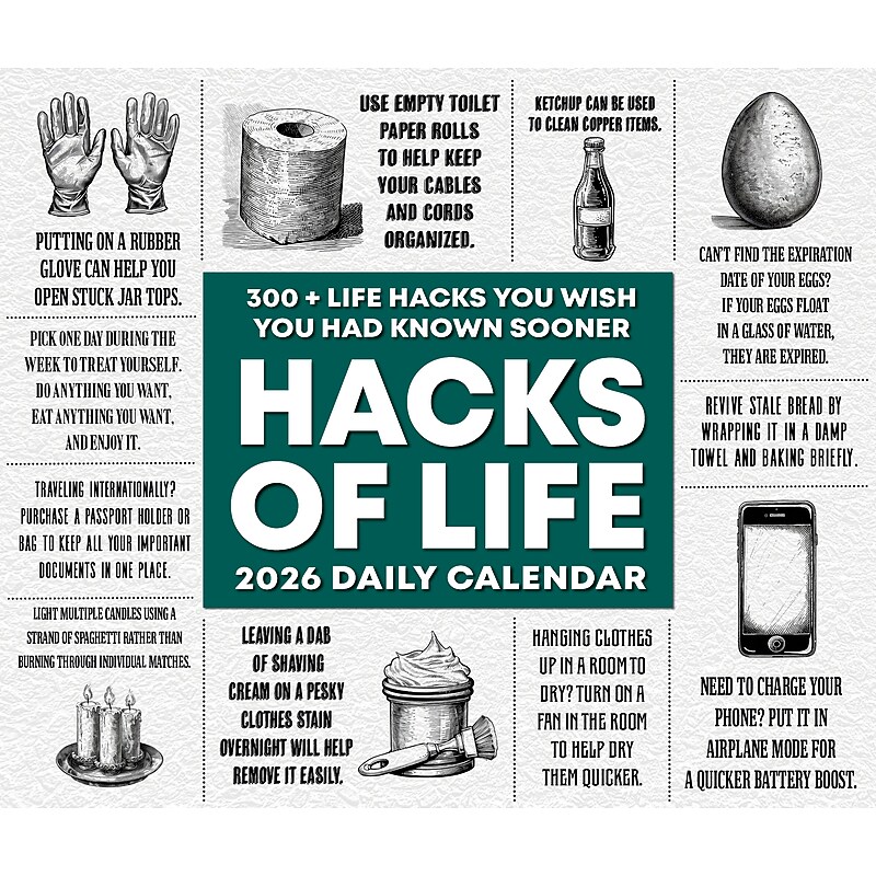 2026 Willow Creek Hacks of Life 6.2" x 5.4" Day-to-Day Calendar (54215) image 1