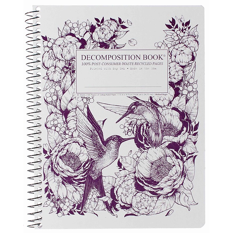 Decomposition Hummingbirds 1-Subject Notebooks, College Ruled, 80 Sheets, Multicolored (16904) image 1