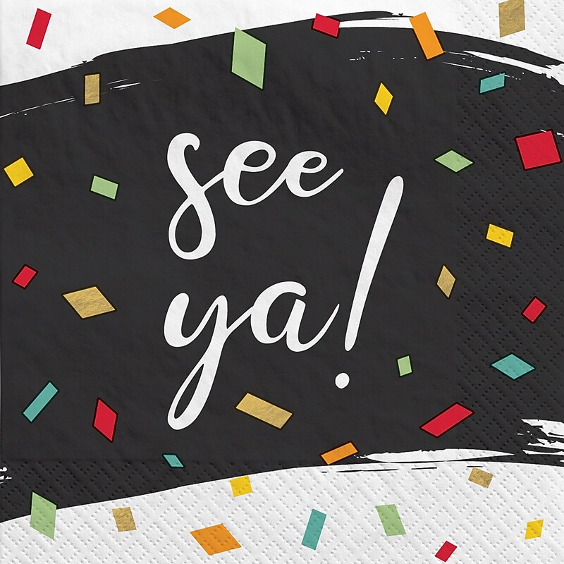 Party City "See Ya" Confetti Beverage Napkin, 2-Ply, Multicolored, 16 Napkins/Pack (AM500138-ST) image 1