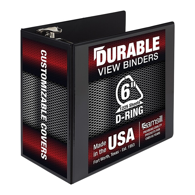 Samsill Titan Heavy Duty 6" View Binder, D-Ring, Made in USA, Black (SAM16420) image 1