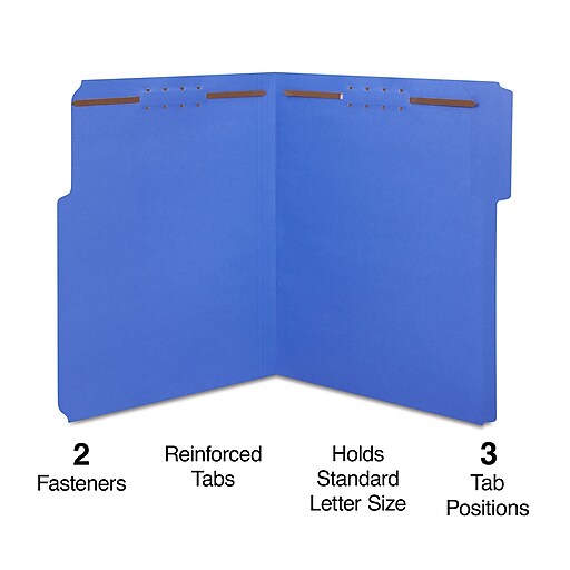 Staples Reinforced Classification Folder, 2" Expansion, Letter Size, Blue, 50/Box (TR18342