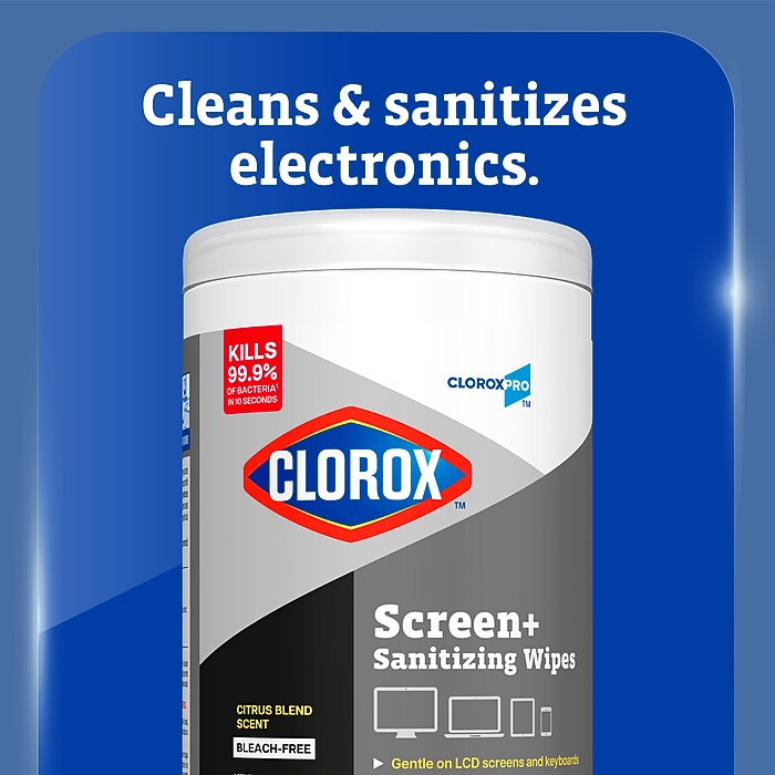 CloroxPro Clorox Screen+ Sanitizing Wipes, Bleach Free, Citrus