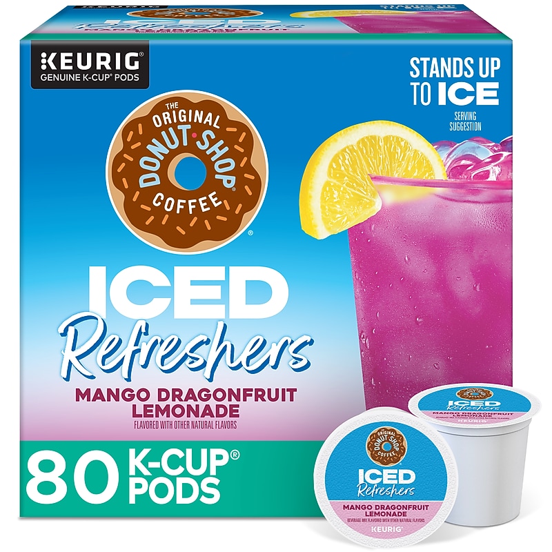 The Original Donut Shop Mango Dragonfruit Lemonade Iced Refreshers, Keurig K-Cup Pods, 80 Pods/Carton (500038282496) image 1