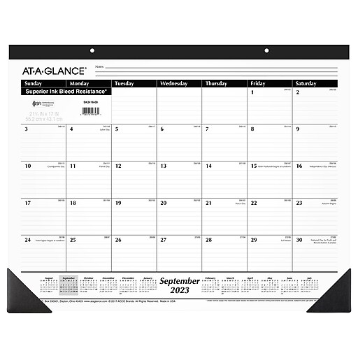 20232024 ATAGLANCE 21.75" x 17" Academic Monthly Desk Pad Calendar