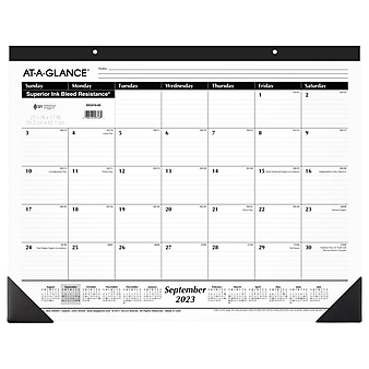 2023-2024 AT-A-GLANCE 21.75" x 17" Academic Monthly Desk Pad Calendar, White/Black (SK2416-00-24)
