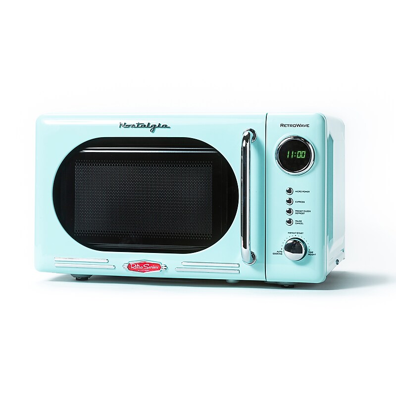 Nostalgia Retro 0.7 Cubic Foot Countertop Microwave, Aqua (NRMO7AQ6A) image 1