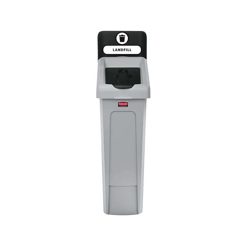 Rubbermaid Slim Jim Single-Stream Recycling Station, 23 Gallon, Gray/Black (2185053) image 1