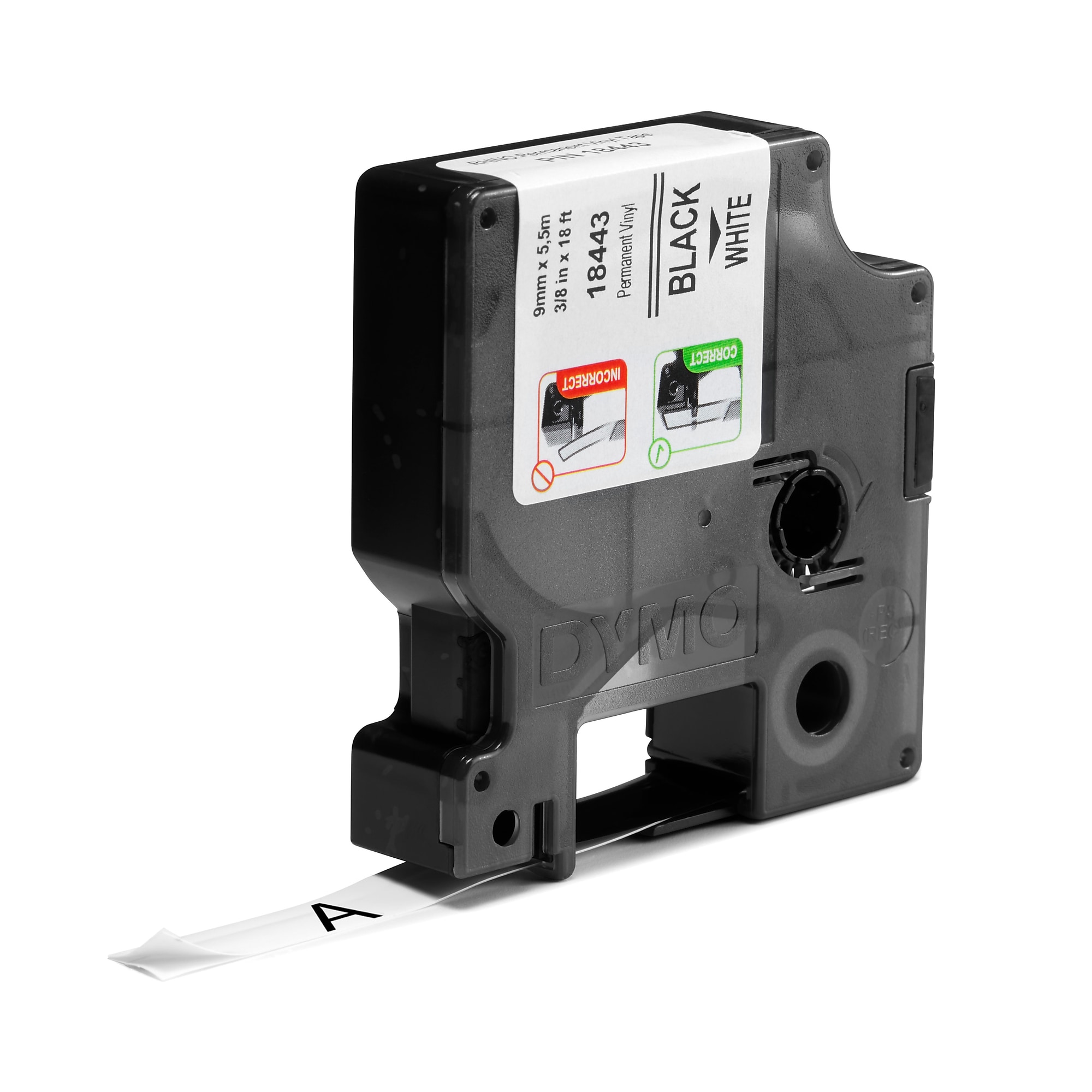 DYMO IND 18443 Vinyl Label Printer Label, 3/8″W, Black on White Sansujyuku sansujyuku.com