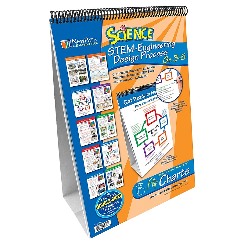 NewPath Learning STEM Engineering Design Process Classroom Flip Charts, Tabletop, 12" x 18", 10/Set (NP-343901) image 1