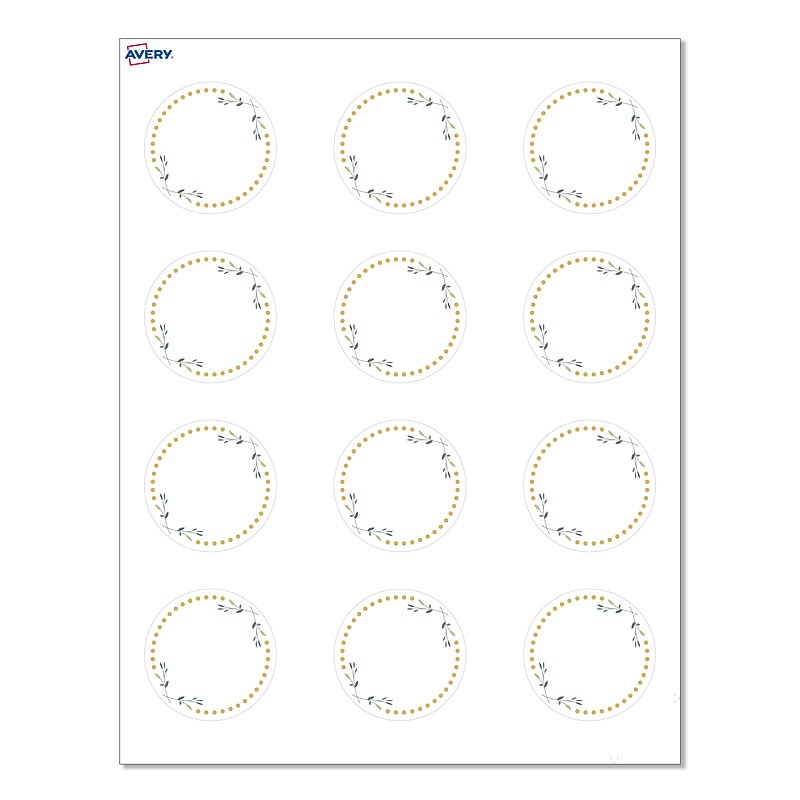 Avery Green Florals w/ Gold Dots Matte Blank Card, White, 120/Pack (S00-D2V) image 1
