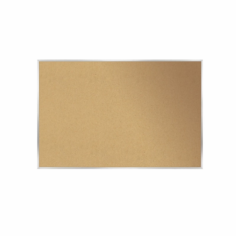 Ghent Natural Cork Bulletin Board, Satin Aluminum Frame, 4'H x 7'W (AK47) image 1