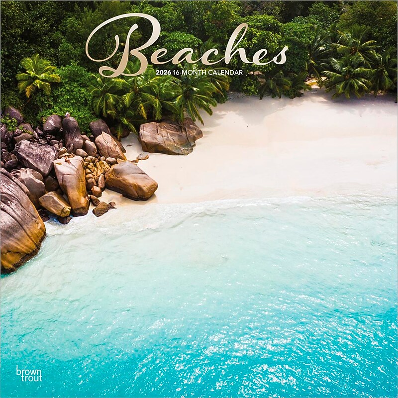 2026 BrownTrout Beaches 12" x 12"  Monthly, Paper Cover, Beaches (9798330702367) image 1