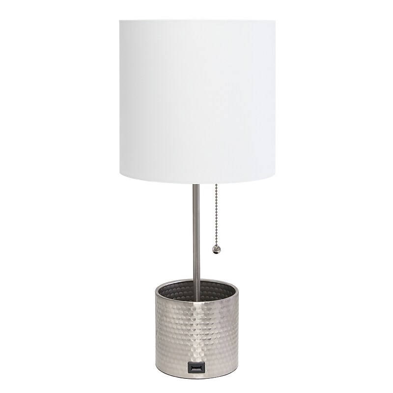 Creekwood Home 18.5" LED Table Lamp with USB Port, Brushed Nickel (CWT-1007-BN) image 1