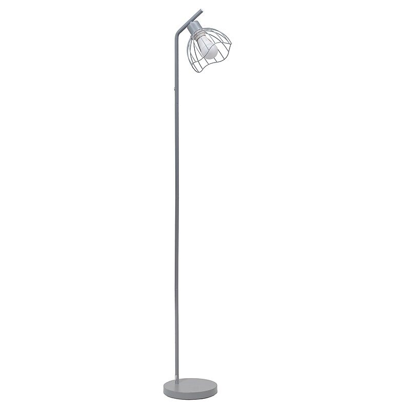Simple Designs Sleek Essentials 54.5" Metal Floor Lamp with Wire Cage Shade, Gray (LF1050-GRY) image 1