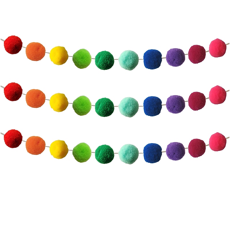 Carson Dellosa Education Rainbow Pom-Pom Garland, 2/Pack, 3 Packs/Bundle (CD-107008-3) image 1
