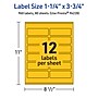 Avery Laser/Inkjet Rectangle Multipurpose Labels, 1.25" x 3.75", Bright Yellow, 960/Box (94228)~#|#~74876821-D43A-42FB-911415B34C64D5AD_sc7