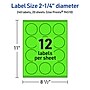 Avery Laser/Inkjet Multipurpose Circle Labels, 2.25" Dia., Neon Green, 240/Pack (94510)~#|#~748985F0-B26F-4A22-8AC27085D4587417_sc7