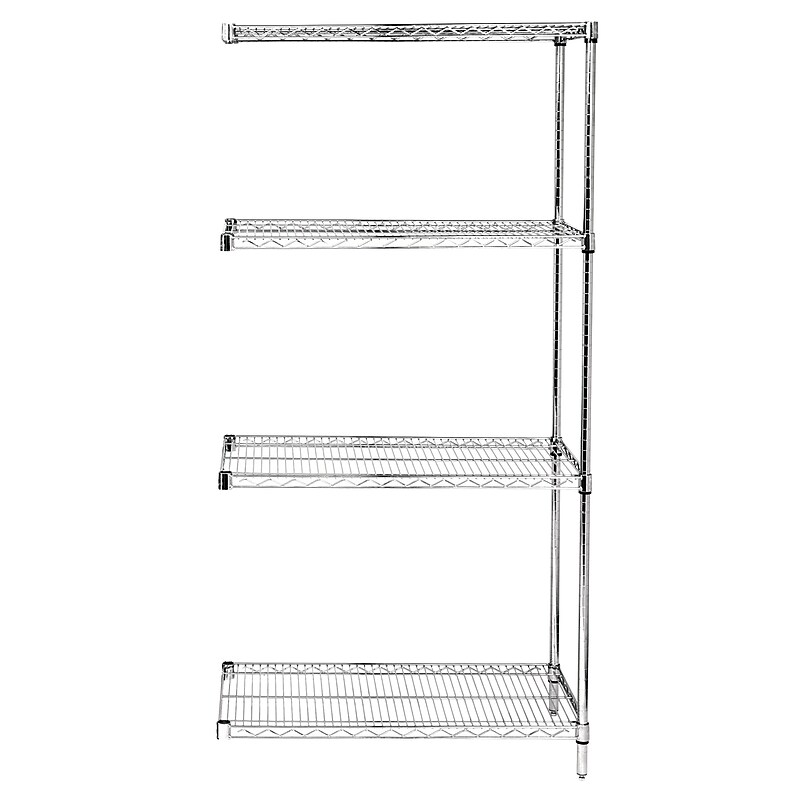 Quantum Storage Systems 4-Shelf Metal Wire Shelving Add-On Kit, 74" x 72" x 24", Chrome (AD74-2472C) image 1