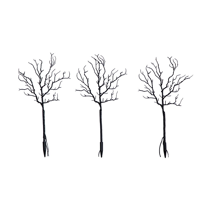 Nearly Natural 14" Pre-Lit Artificial Halloween Black Twig Branches with 45 Orange LED Lights and Ground Stake, 3/Set (T5201) image 1