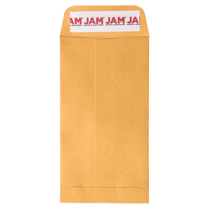 JAM Paper Self Seal #7 Coin Business Envelopes, 3 1/2" x 6 1/2", Brown Kraft Manila, 100/Pack (400238464D) image 1