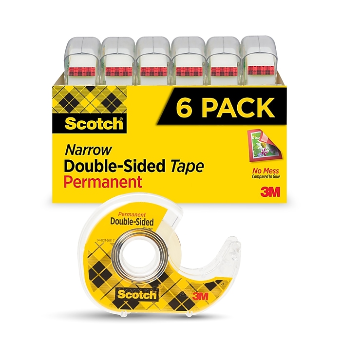 Scotch Permanent Double Sided Tape With Dispenser, 0.5