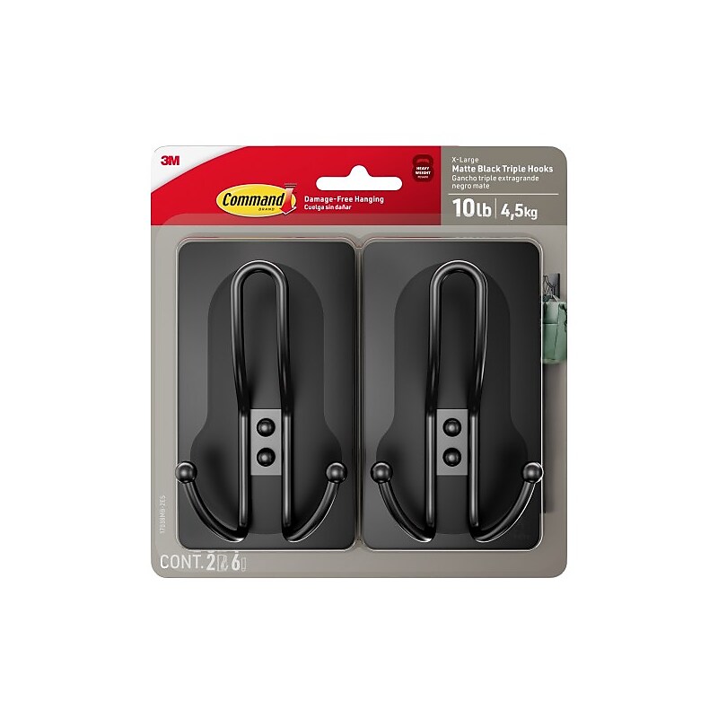 Command Extra Large Hook, 10lb., Black, 2/Pack (17038MB-2ES) image 1