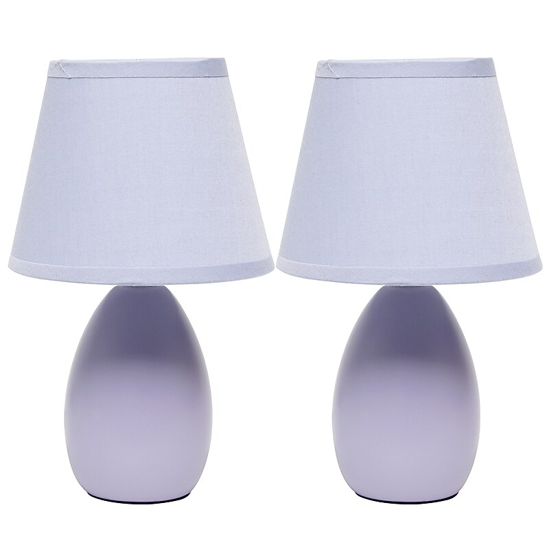 Simple Designs Mini Egg Oval Ceramic 9.45" LED Table Lamp, Purple, 2/Pack (LT2009-PRP-2PK) image 1
