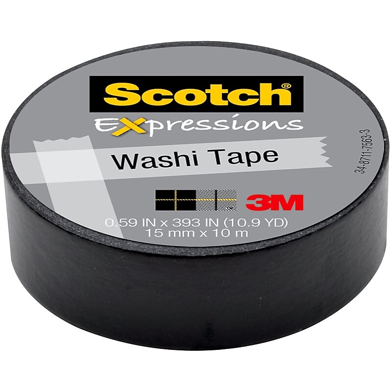 Scotch® Expressions Washi Tape, 0.59" x 10.91 yds., Black (C314-BLK) image 1