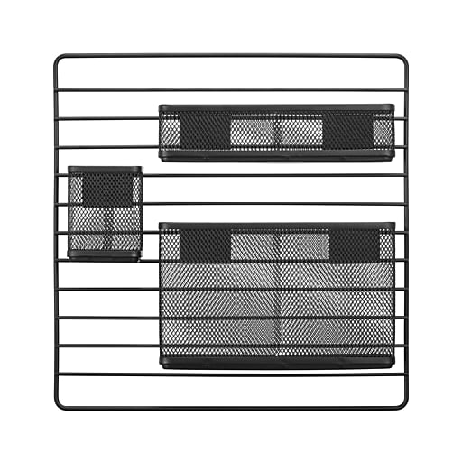 TRU RED™ 3-Compartment Metal Mesh Wall Organizer, Black (TR61967