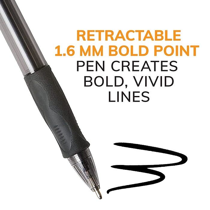 BIC GLIDE Bold Retractable Ballpoint Pen, Bold Point, 1.6mm, Black