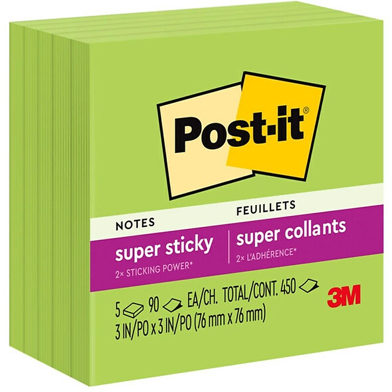 Post-it Super Sticky Notes, 3" x 3", Marrakesh Collection, 90 Sheets/Pad, 5 Pads/Pack (654-5SSLE) image 1