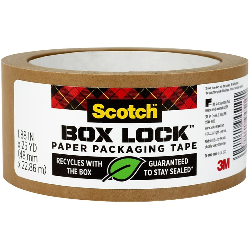 Scotch Box Lock Paper Packaging Tape, 1.88" x 25 yds., Brown (7850-23-8GC) image 1