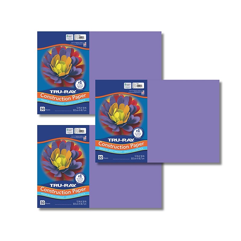 Tru-Ray 12" x 18" Construction Paper, Violet, 50 Sheets/Pack, 3 Packs/Bundle (PAC103041-3) image 1