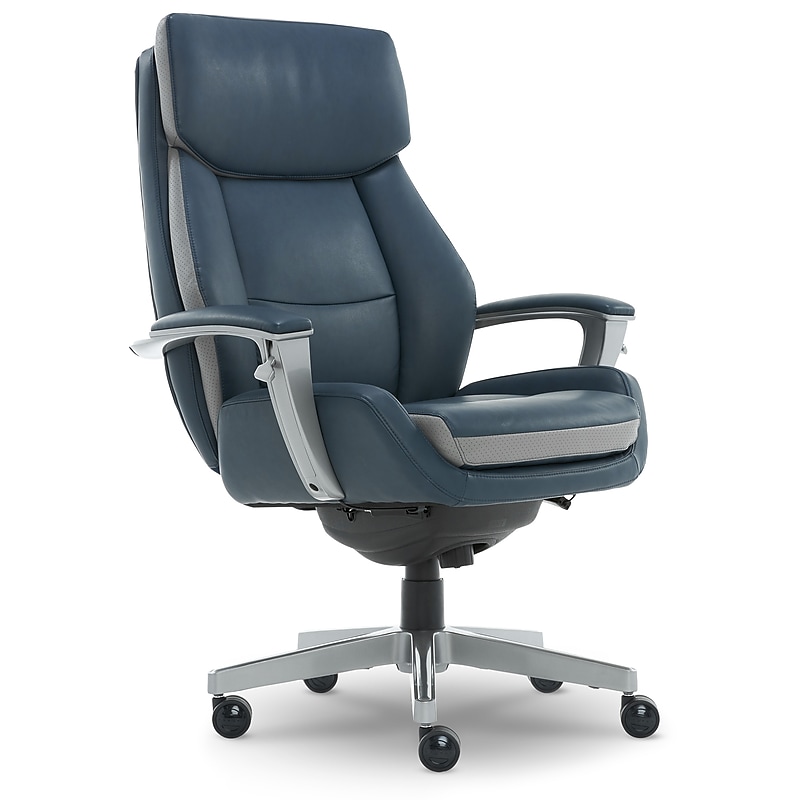 La-Z-Boy Alton Ergonomic Bonded Leather Swivel Executive Chair, Blue (60029-DS) image 1