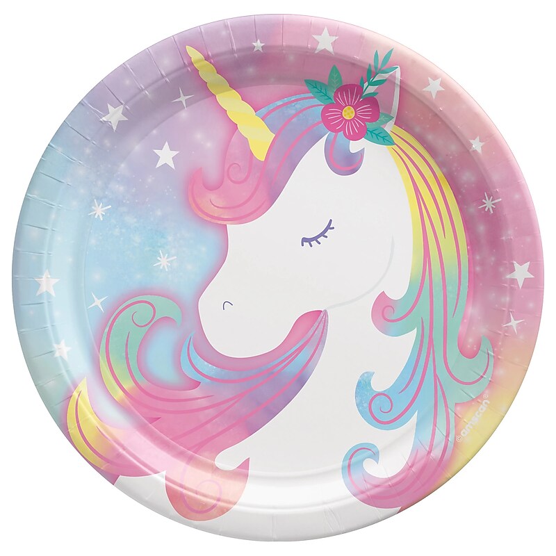 Party City Enchanted Unicorn 7" Paper Plates, Multicolored, 8 Plates/Pack (AM540829) image 1